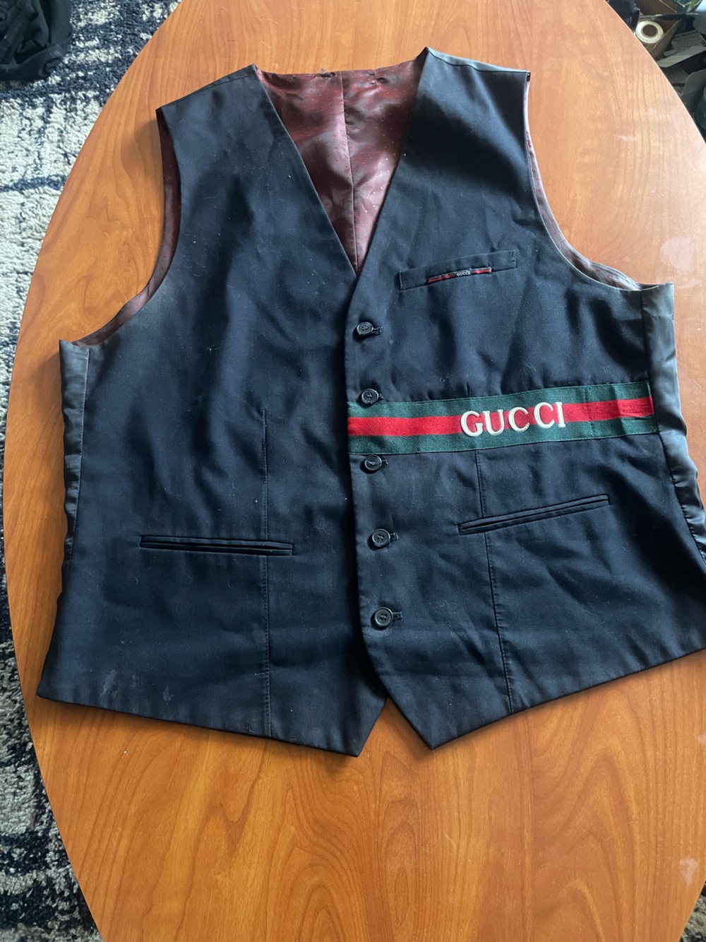 Gucci Black Vest with Signature Red & Green Web Stripe - Picture 1 of 9